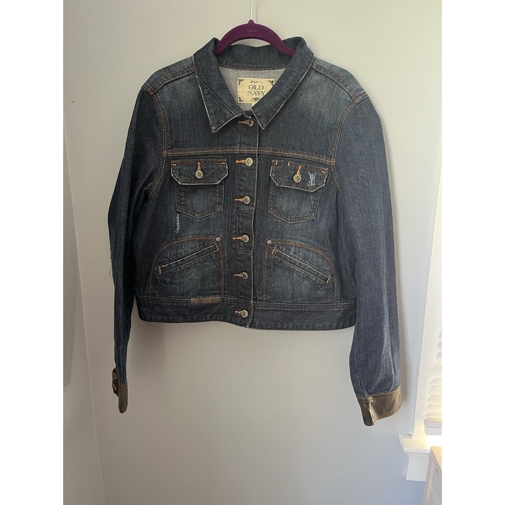 Old Navy Special Edition Denim with Leather‎ Detail Women's Jacket Size XL Blue